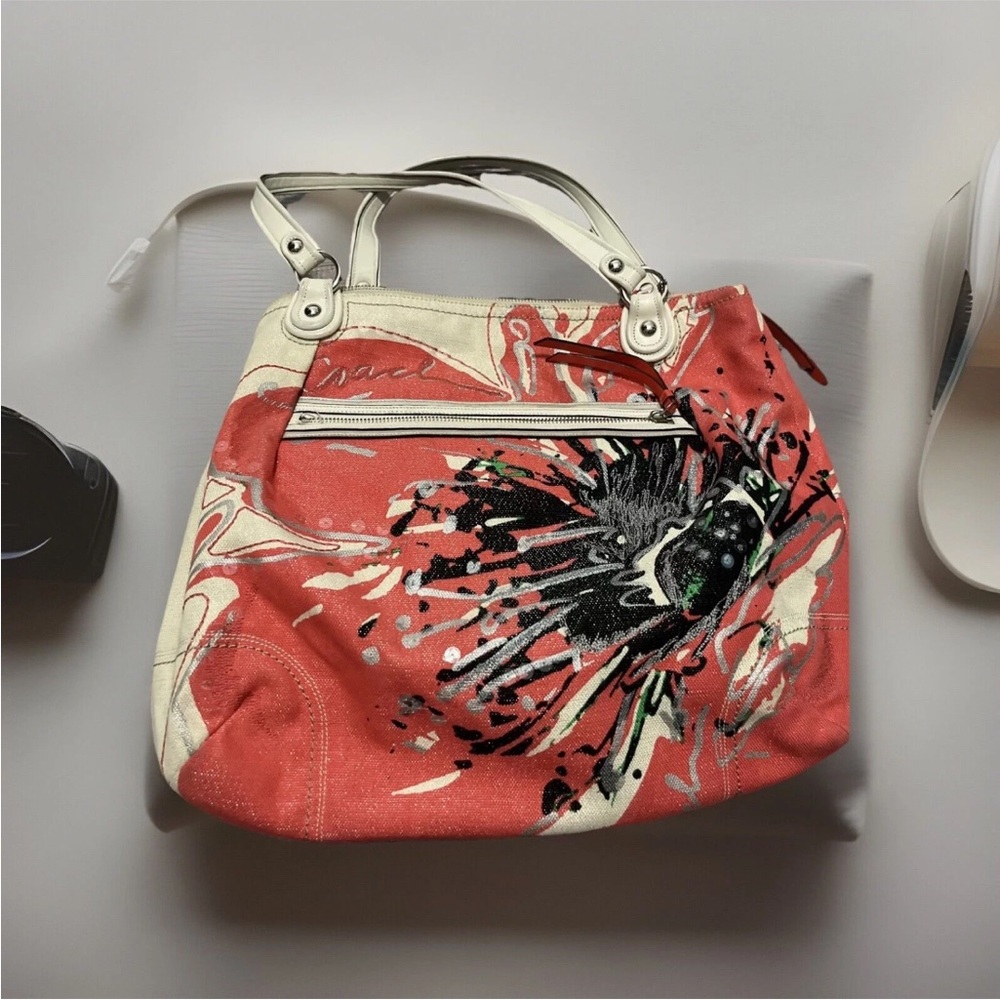Coach Coral Multicolor Canvas Shoulder Bag